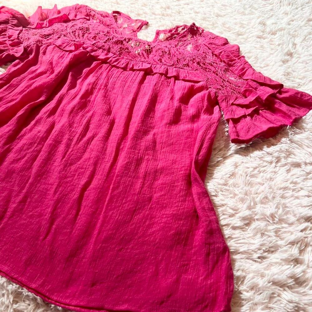 Bright Lace Ruffle Coquette Twee Statement Teacher Quirky Whimsy Kidcore Blouse - Picture 3 of 5